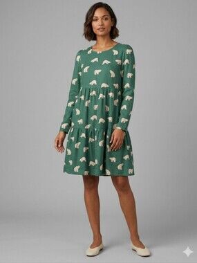 Compania Fantastica Green Polar Bear Tiered Long Sleeve Mini Dress,  BNWT, Sz XL